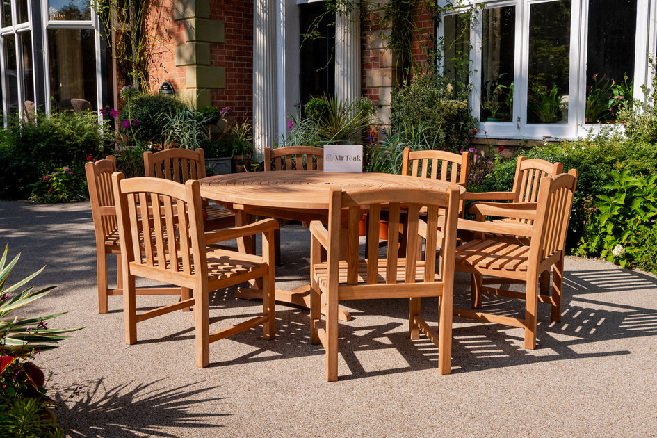 The Kempton Eight Seat Teak Table & Chairs Outdoor Garden Furniture Se Mr Teak