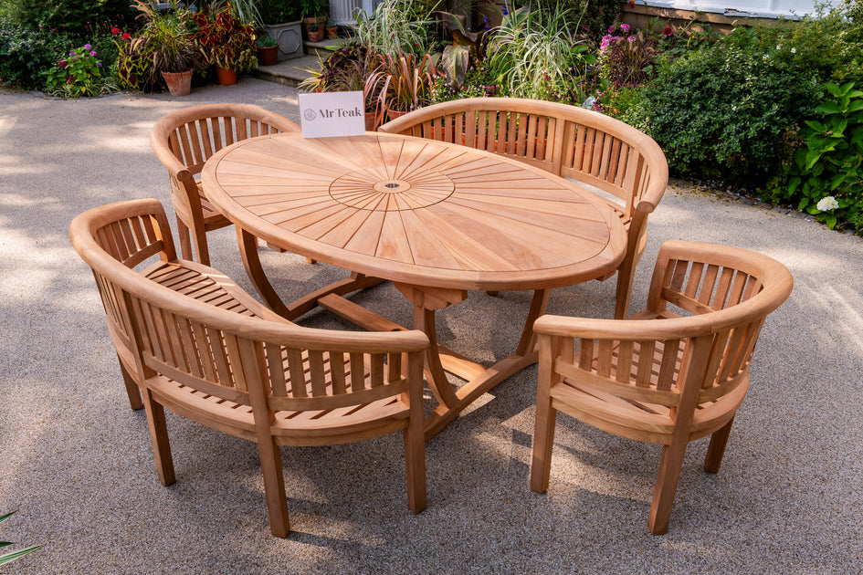 The Melton Six Seat Teak Table & Chairs Outdoor Garden Furniture Set