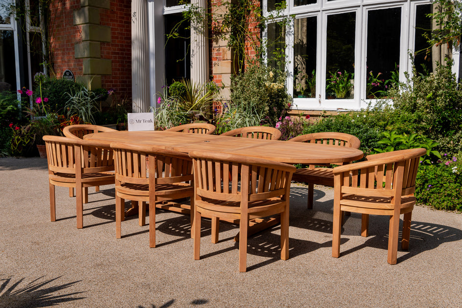 The Grange Eight Seat Teak Table Chair Outdoor Garden Furniture