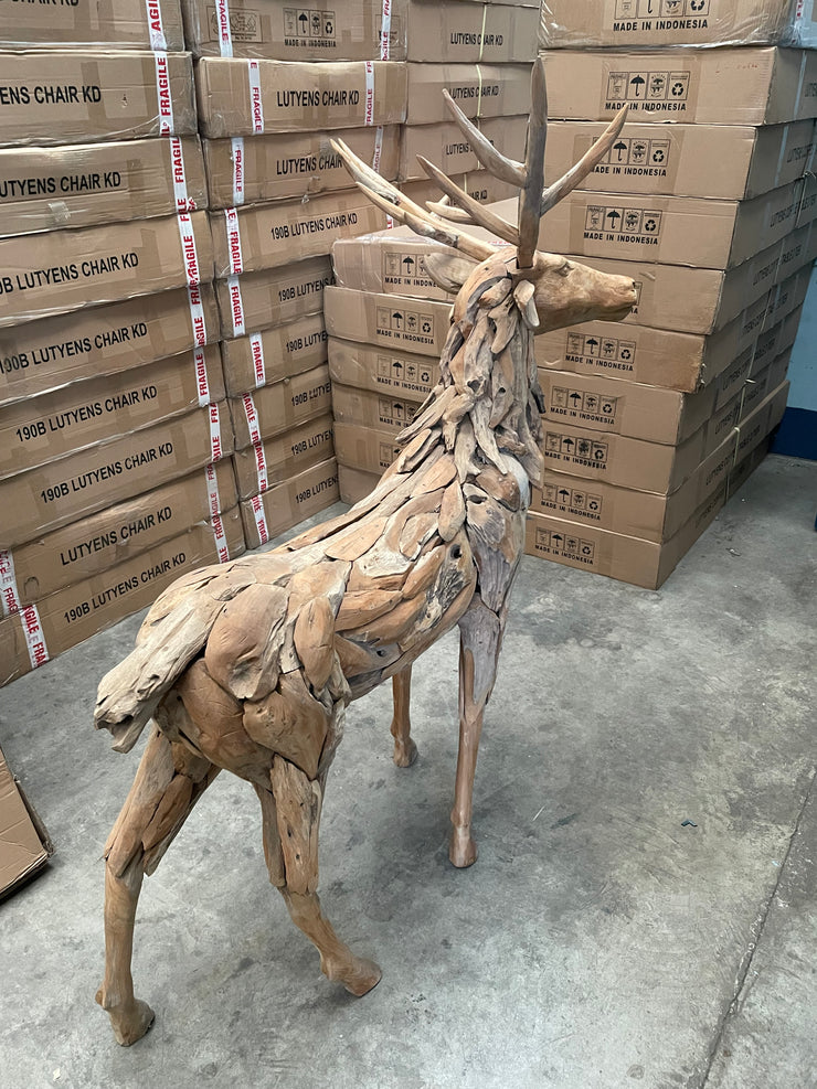 Teak driftwood stag