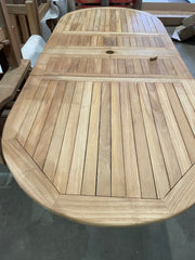 Teak garden table double extension oval blenheim