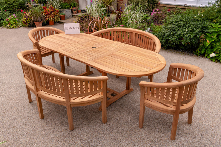 The Beverley Six Seat Teak Outdoor Garden Furniture Set