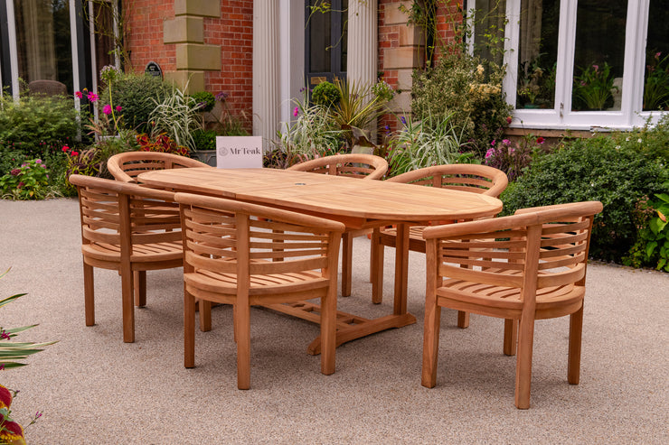 The Bowness Six Seat Teak Table & Chair Outdoor Garden Furniture Set