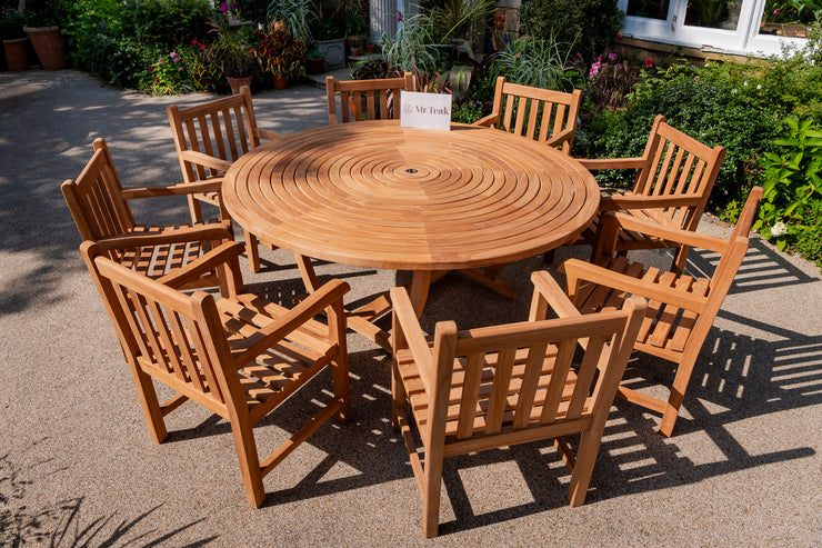 The Kendal Eight Seat Teak Table & Chairs Outdoor Garden Furniture Set