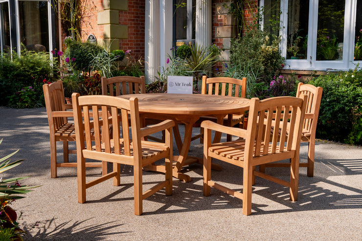 The Kempton Six Seat Teak Table & Chairs Outdoor Garden Furniture Set