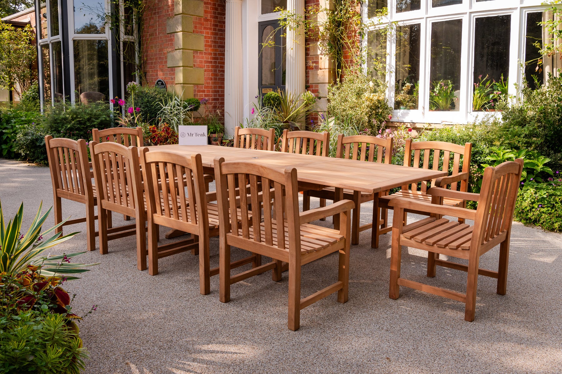 Hartwell Ten Seat Teak Table & Chair Outdoor Garden Furniture Set – Mr Teak