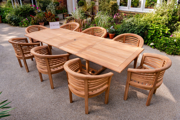 The Silverdale  Eight  Seat Teak Table & Chair Outdoor Garden Furniture Set
