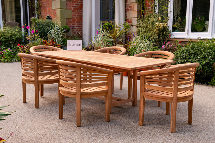 The Silverdale Six Seat Teak Table & Chair Outdoor Garden Furniture Set