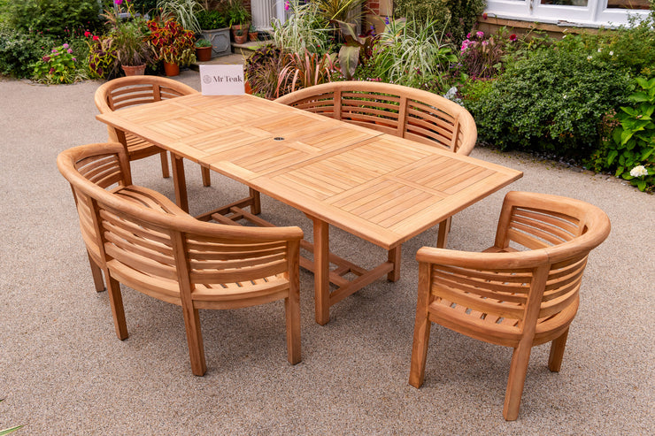 The Kingston Six Seat Teak Table & Chair Outdoor Garden Furniture Set