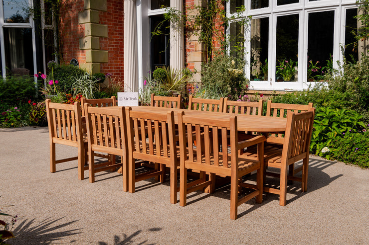The Beaulieu Ten Seat Teak Table & Chairs Outdoor Garden Furniture Set
